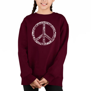 The Word Peace In 77 Languages - Girl's Word Art Crewneck Sweatshirt