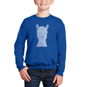 Alpaca - Boy's Word Art Crewneck Sweatshirt