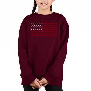 Usa Flag - Girl's Word Art Crewneck Sweatshirt