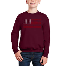 Load image into Gallery viewer, Usa Flag - Boy&#39;s Word Art Crewneck Sweatshirt