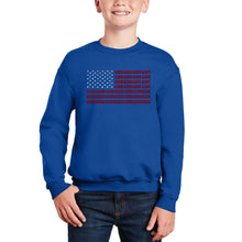 Load image into Gallery viewer, Usa Flag - Boy&#39;s Word Art Crewneck Sweatshirt