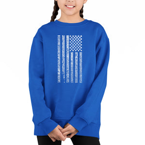 National Anthem Flag - Girl's Word Art Crewneck Sweatshirt