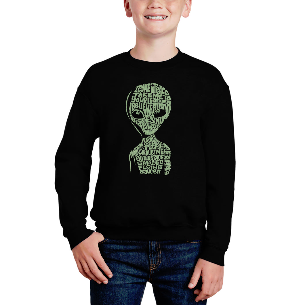 Alien - Boy's Word Art Crewneck Sweatshirt