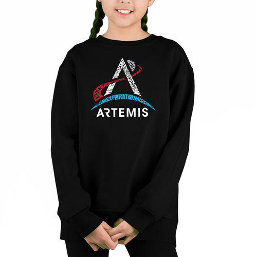 NASA Artemis Logo - Girl's Word Art Crewneck Sweatshirt