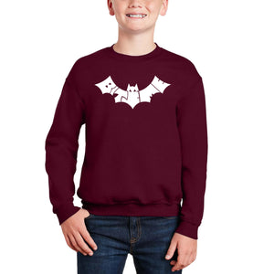 Bat - Bite Me - Boy's Word Art Crewneck Sweatshirt