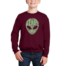 Load image into Gallery viewer, Beware Of Humans - Boy&#39;s Word Art Crewneck Sweatshirt