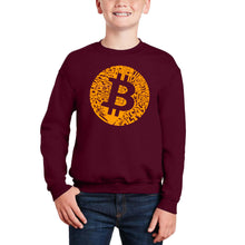 Load image into Gallery viewer, Bitcoin - Boy&#39;s Word Art Crewneck Sweatshirt