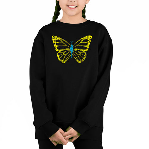 Butterfly - Girl's Word Art Crewneck Sweatshirt