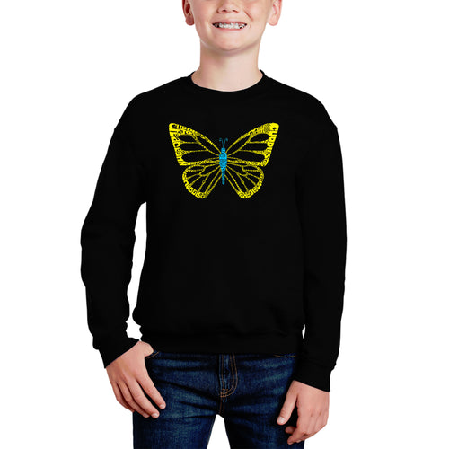 Butterfly - Boy's Word Art Crewneck Sweatshirt