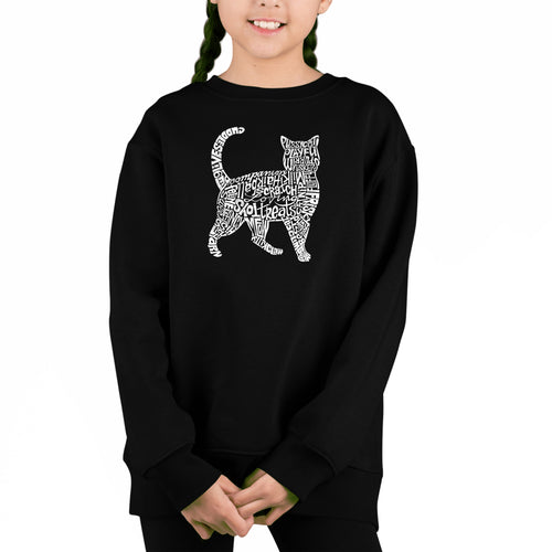 Cat - Girl's Word Art Crewneck Sweatshirt