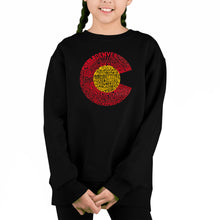 Load image into Gallery viewer, Colorado - Girl's Word Art Crewneck Sweatshirt