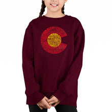 Load image into Gallery viewer, Colorado - Girl's Word Art Crewneck Sweatshirt