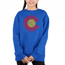 Load image into Gallery viewer, Colorado - Girl's Word Art Crewneck Sweatshirt