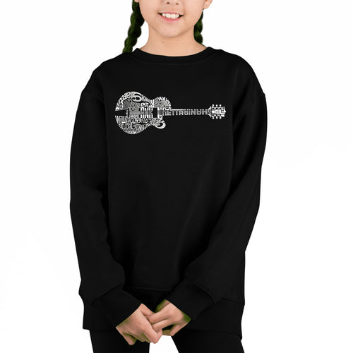 Country Guitar - Girl's Word Art Crewneck Sweatshirt