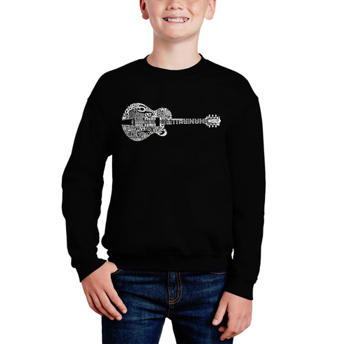 Country Guitar - Boy's Word Art Crewneck Sweatshirt