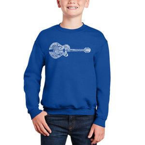 Country Guitar - Boy's Word Art Crewneck Sweatshirt