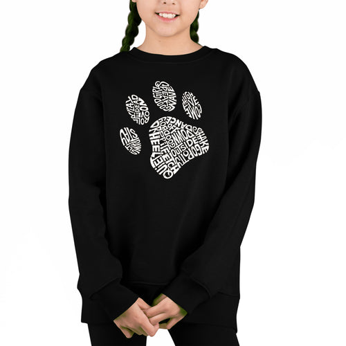 Dog Paw - Girl's Word Art Crewneck Sweatshirt