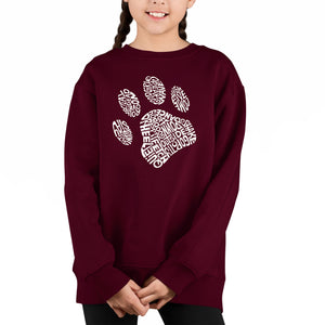 Dog Paw - Girl's Word Art Crewneck Sweatshirt