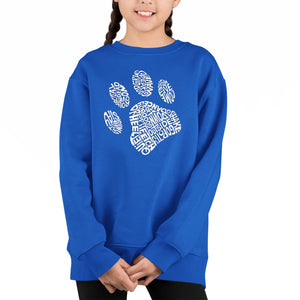 Dog Paw - Girl's Word Art Crewneck Sweatshirt