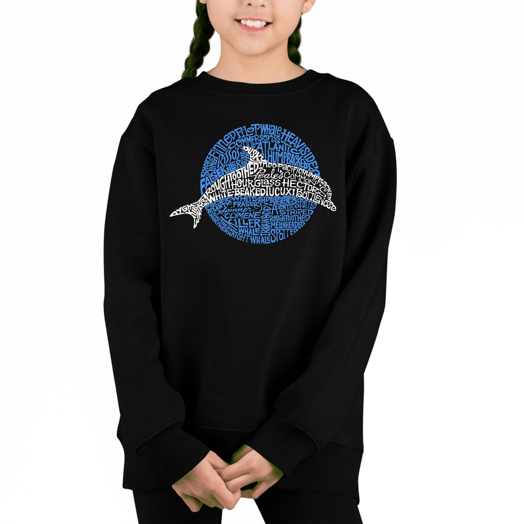 Species Of Dolphin - Girl's Word Art Crewneck Sweatshirt