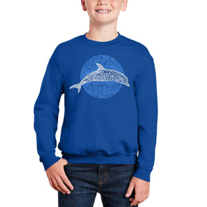 Species Of Dolphin - Boy's Word Art Crewneck Sweatshirt