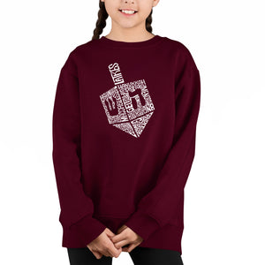 Hanukkah Dreidel - Girl's Word Art Crewneck Sweatshirt