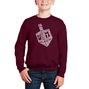 Hanukkah Dreidel - Boy's Word Art Crewneck Sweatshirt