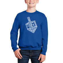 Load image into Gallery viewer, Hanukkah Dreidel - Boy&#39;s Word Art Crewneck Sweatshirt