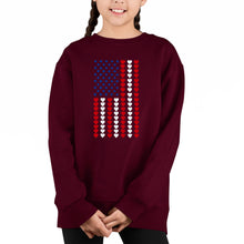 Load image into Gallery viewer, Heart Flag - Girl&#39;s Word Art Crewneck Sweatshirt