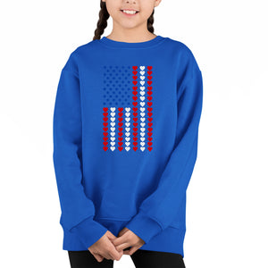 Heart Flag - Girl's Word Art Crewneck Sweatshirt