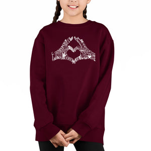 Peace Fingers - Girl's Word Art Crewneck Sweatshirt