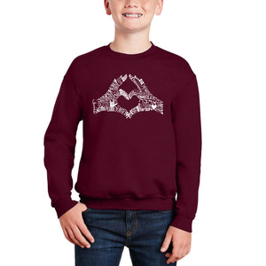 Peace Fingers - Boy's Word Art Crewneck Sweatshirt