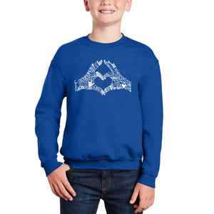 Peace Fingers - Boy's Word Art Crewneck Sweatshirt