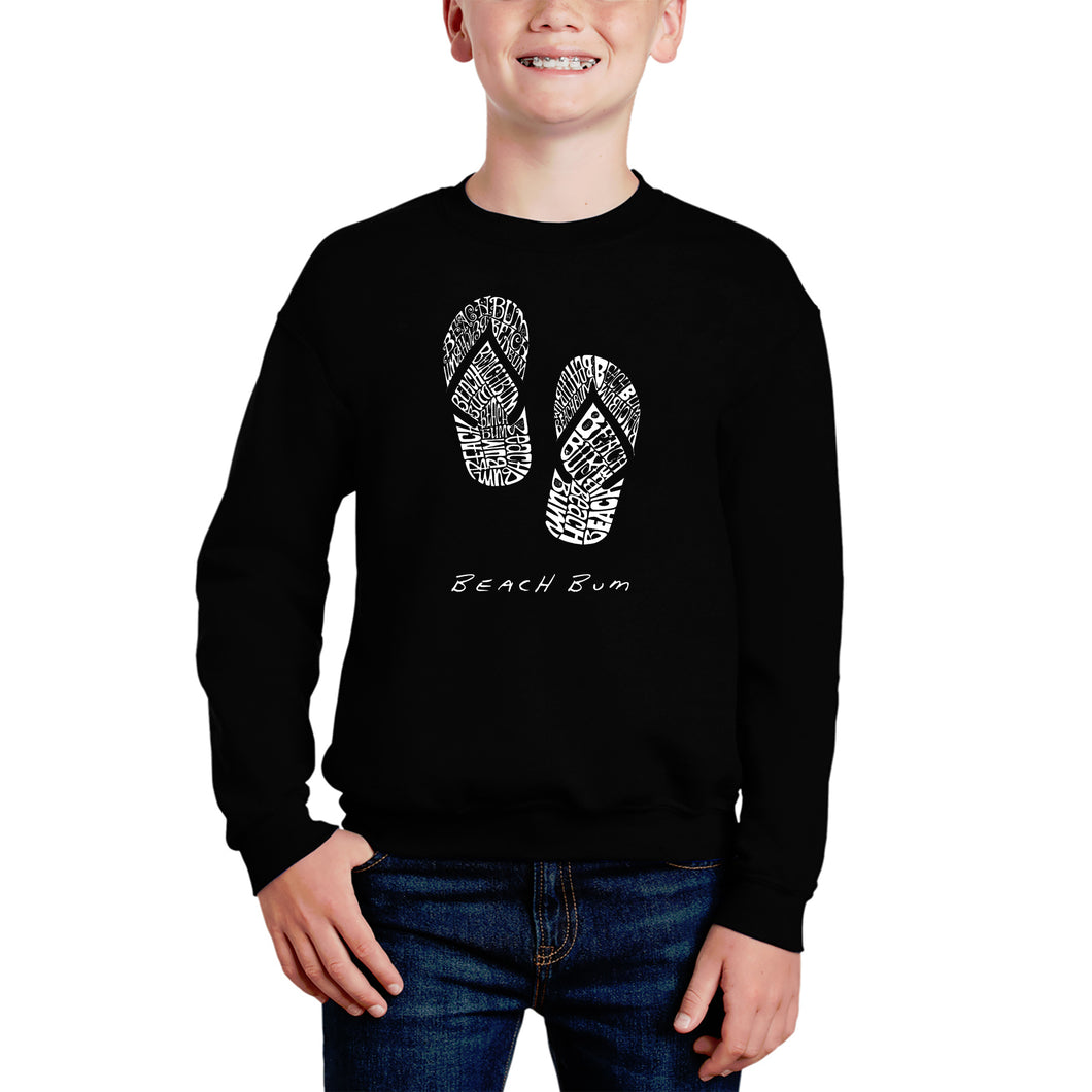 Beach Bum - Boy's Word Art Crewneck Sweatshirt