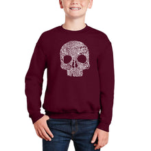 Load image into Gallery viewer, Flower Skull - Boy&#39;s Word Art Crewneck Sweatshirt