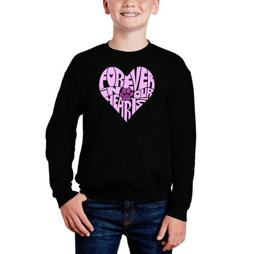 Forever In Our Hearts - Boy's Word Art Crewneck Sweatshirt