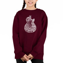 Load image into Gallery viewer, Rock Guitar Head - Girl&#39;s Word Art Crewneck Sweatshirt