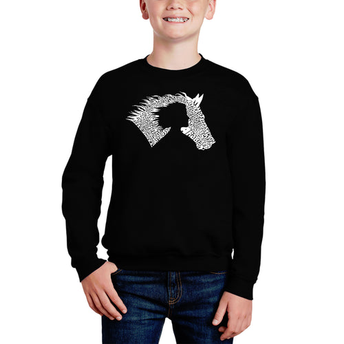 Girl Horse - Boy's Word Art Crewneck Sweatshirt