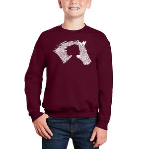 Girl Horse - Boy's Word Art Crewneck Sweatshirt