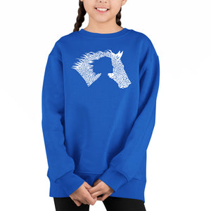 Girl Horse - Girl's Word Art Crewneck Sweatshirt