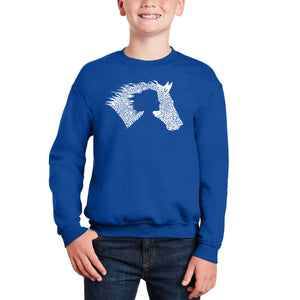 Girl Horse - Boy's Word Art Crewneck Sweatshirt