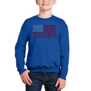 God Bless America - Boy's Word Art Crewneck Sweatshirt