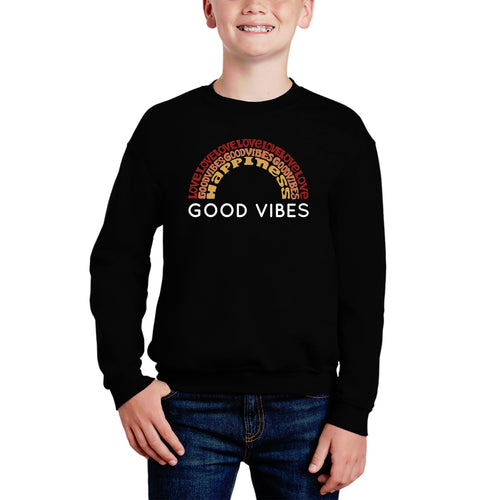 Good Vibes - Boy's Word Art Crewneck Sweatshirt