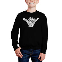 Load image into Gallery viewer, Top Worldwide Surfing Spots - Boy&#39;s Word Art Crewneck Sweatshirt