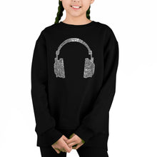 Load image into Gallery viewer, 63 Different Genres Of Music - Girl&#39;s Word Art Crewneck Sweatshirt