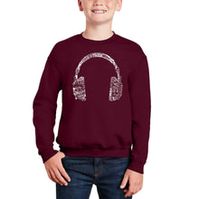 Load image into Gallery viewer, Headphones - Languages - Boy&#39;s Word Art Crewneck Sweatshirt