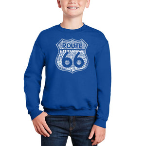 Route 66 - Life Is A Highway - Boy's Word Art Crewneck Sweatshirt