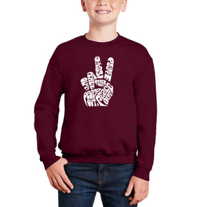 Peace Out - Boy's Word Art Crewneck Sweatshirt