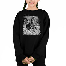 Load image into Gallery viewer, Popular Horse Breeds - Girl&#39;s Word Art Crewneck Sweatshirt