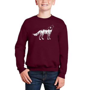Howling Wolf - Boy's Word Art Crewneck Sweatshirt